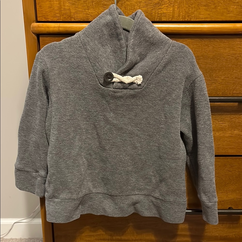 Gray Buttoned Sweater with Rope Detail